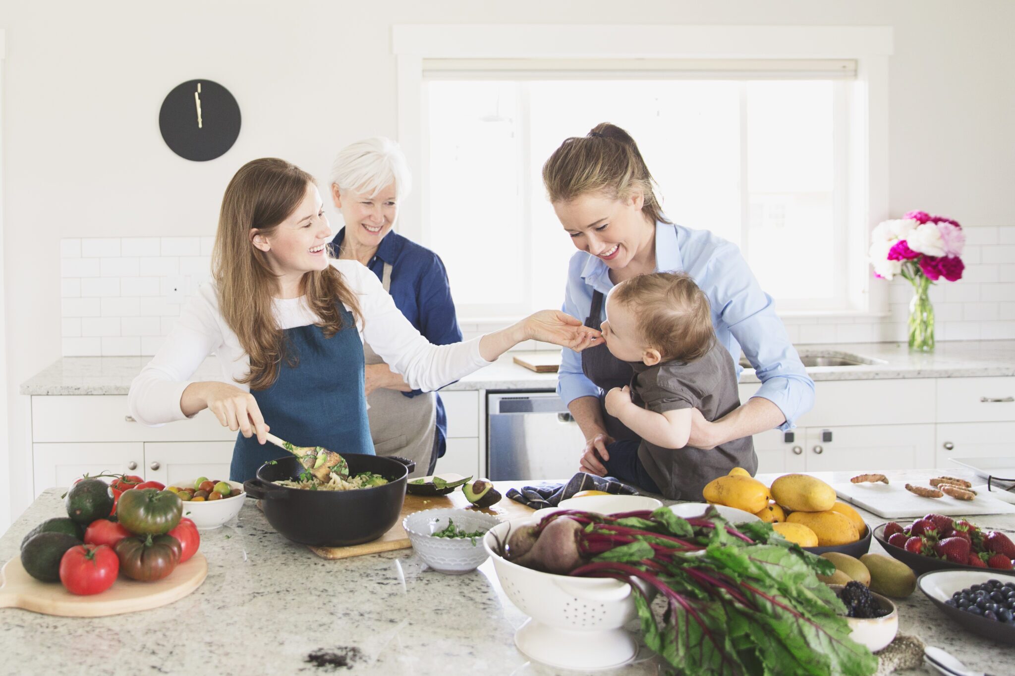 Healthy family in the kitchen